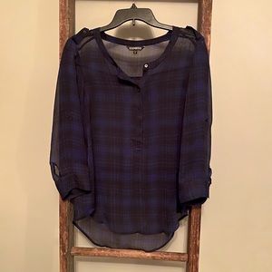 Express sheer plaid blouse size Medium